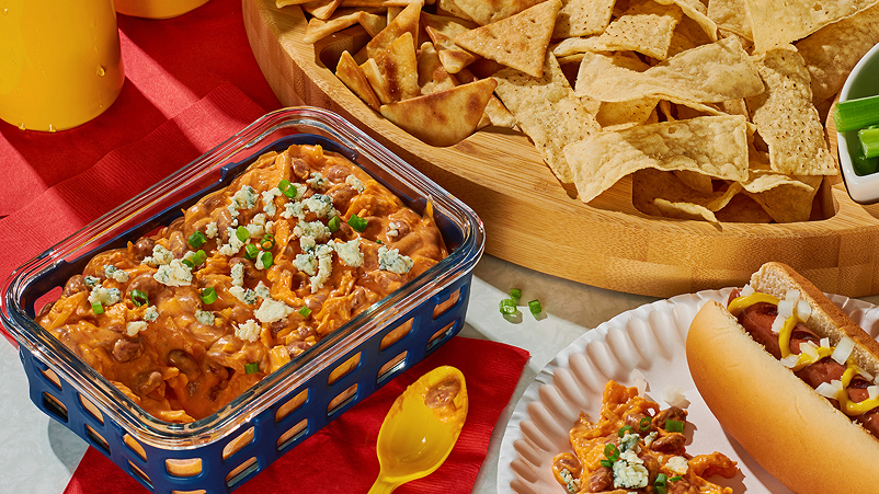 Buffalo Chicken Chili Bean Dip.